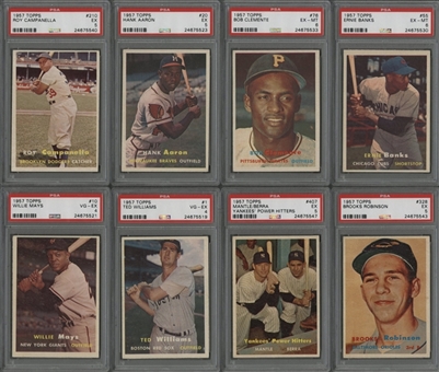1957 Topps Hall of Famers PSA-Graded Collection (16 Different) Including Clemente, Mantle, B. Robinson and Williams